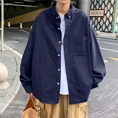 DC3001-P38日系复古短袖纯色衬衫男女情侣款高级感宽松休闲衬衣，男装衬衫，星座603-2