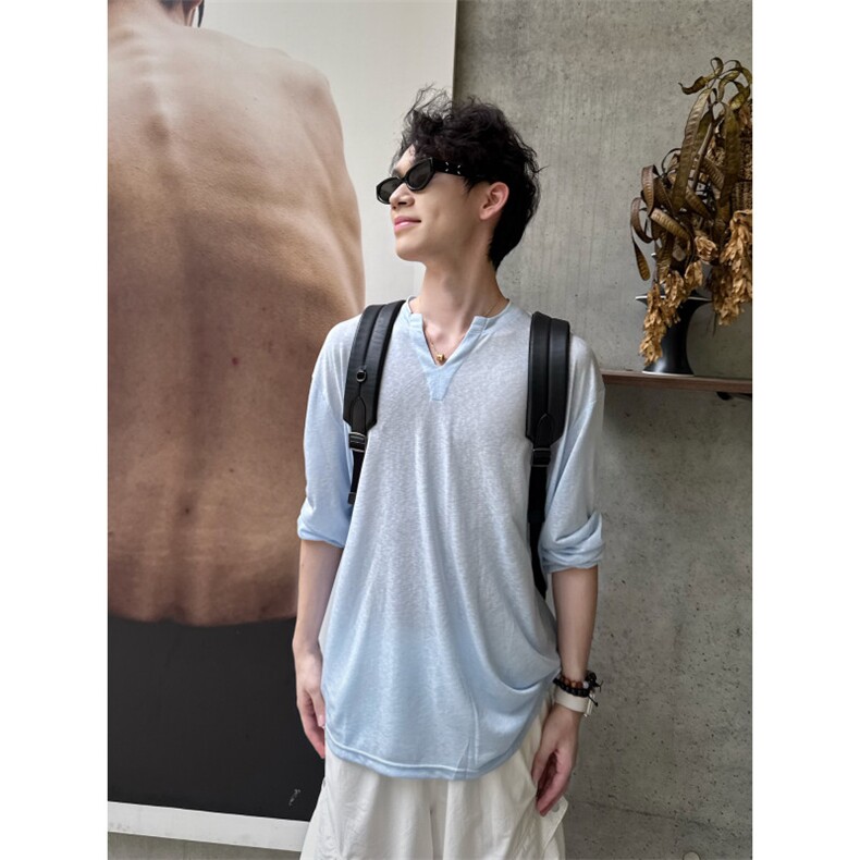 C316 T99 P48 初秋新款天丝透气V领长袖T恤防晒打底衫性感图片