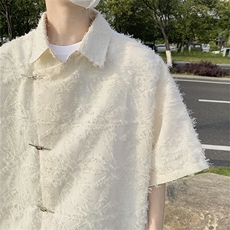 夏装潮牌流苏短袖衬衫男女街头痞帅宽松半袖衬衣潮CS01277-P55，男装衬衫，星座308B-1