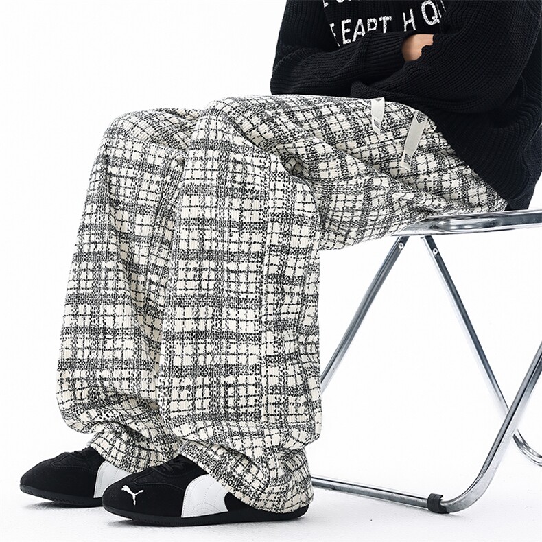 秋冬加绒印花格子弯刀裤K922P40加绒50,男装卫衣,电商A073