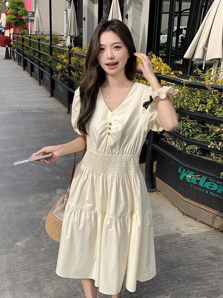 2024夏季新款高档棉布连衣裙时尚显瘦气质长裙优雅百搭女装,女装连衣裙,鑫慧