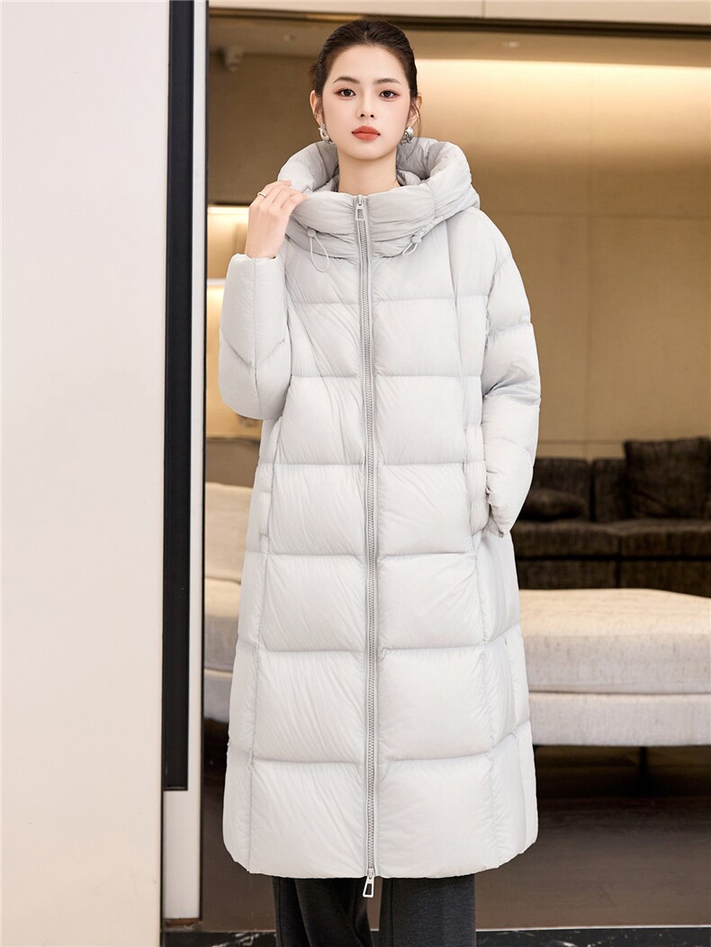 过膝加厚羽绒棉服2025新款白鸭绒加长款冬装外套直筒连帽棉袄女,女装羽绒服,阿舍尔精品