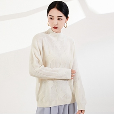 2025年秋季新款麻花纹针织上衣休闲时尚修身，女装针织衫/毛衣，奢优羊绒
