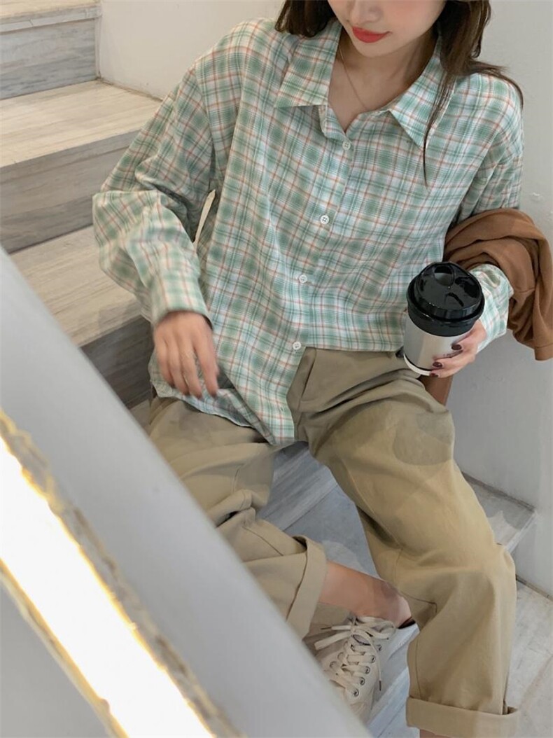 【现货】磨毛格子衬衫，女装衬衫，NIY