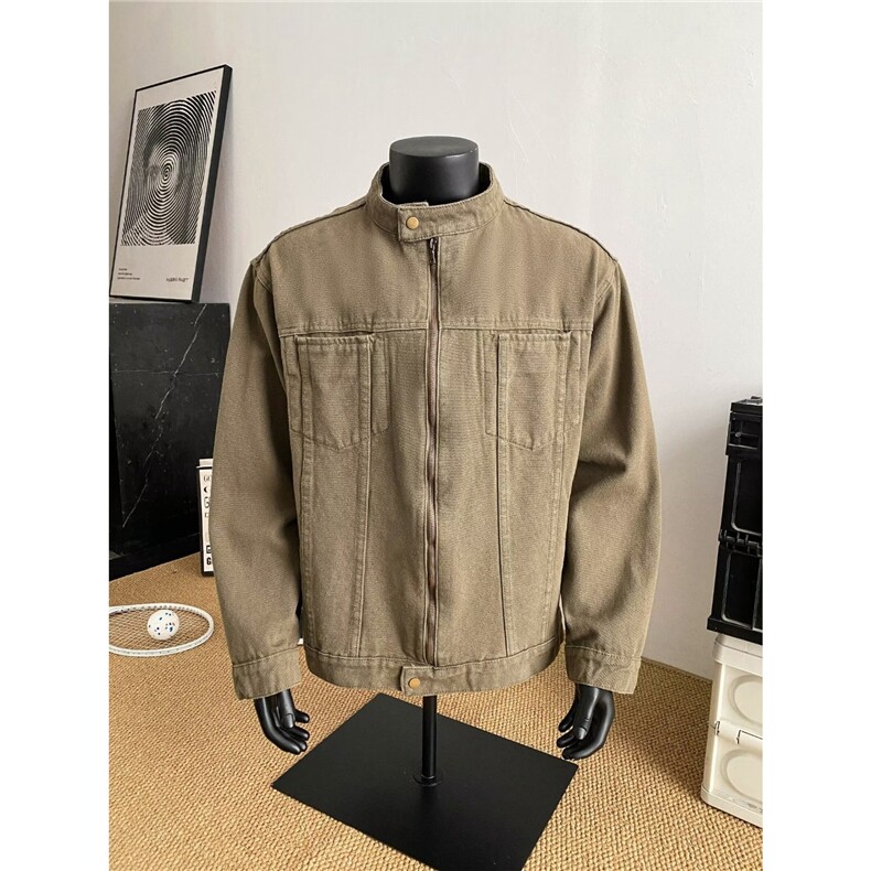 得物二开重磅水洗帆布哈灵顿外套男立领设计感休闲夹克JK1168-P98，男装夹克，星座1103-3