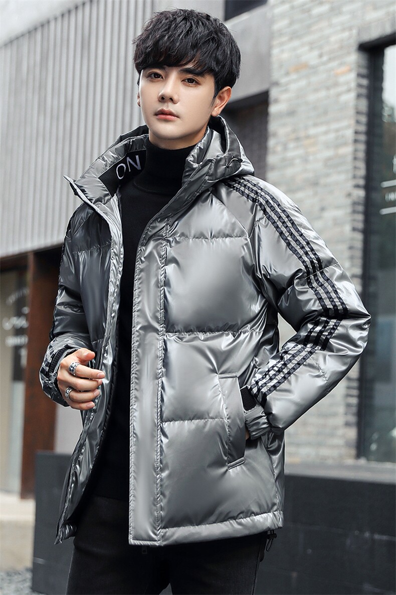 鲨鱼皮连帽免洗短款轻薄高品质白鸭绒羽绒服男外套亮面,男装羽绒服,星座301D-5(原星座1415）