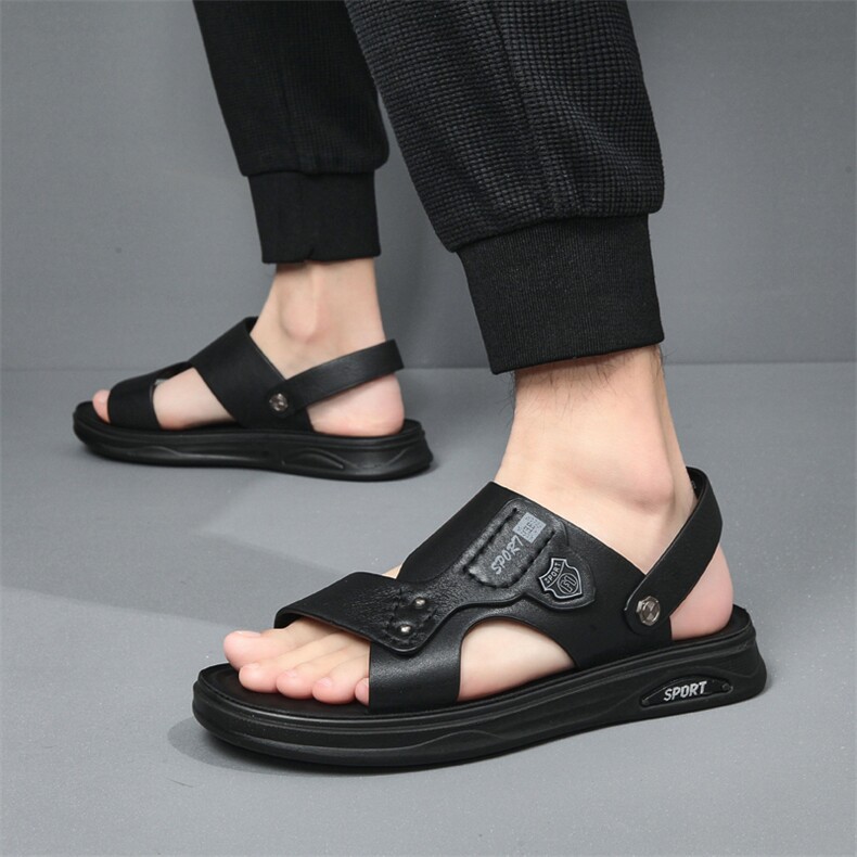 头层牛皮男士凉鞋夏季沙滩鞋2024新款开车外穿防滑两用爸爸男凉鞋,男鞋凉鞋,电商A223