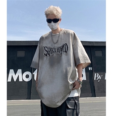 做旧脏色短袖T恤美式复古夏季潮流情侣上衣XZ514-2-202432-P68，男装T恤，星座514-2(原B239)