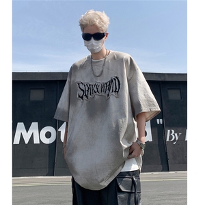 做旧脏色短袖T恤 美式复古夏季潮流情侣上衣 XZ514-2-202432-P68图片