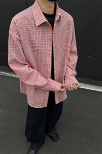 25春季衬衫 C6034-TP4068 叠穿衬衣外套格纹学院风长袖衬衫男图片