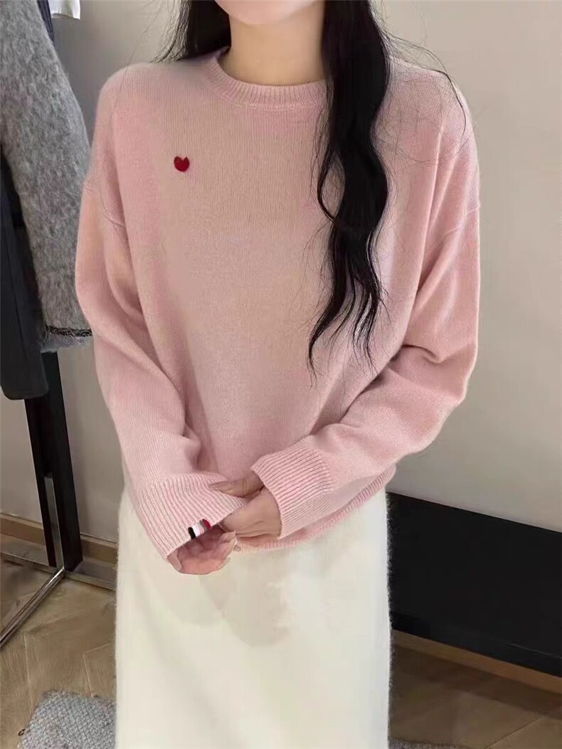 马鞍肩爱心圆领六色M胸围100衣长59L胸围105衣长60,针织衫/毛衣,初婷羊绒