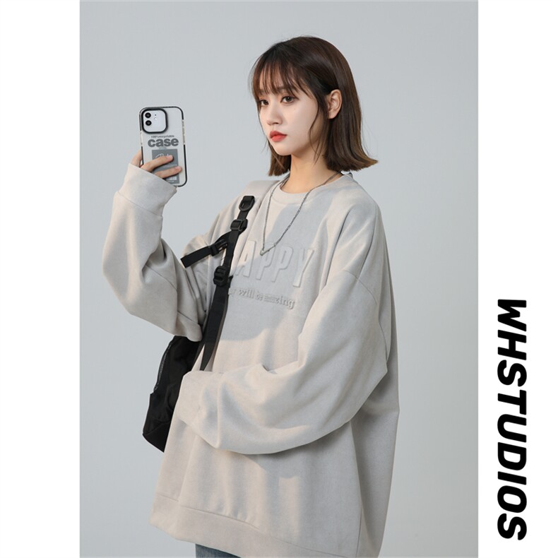 W9015/P35春装新款现货印花卫衣男长袖衬衣大码宽松上衣外套，女装卫衣/绒衫，电商A141