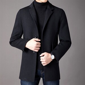 LB-K06秋冬2023年男士毛呢大衣羊毛呢子双面尼中长款风衣P345，男装毛呢大衣，电商B360
