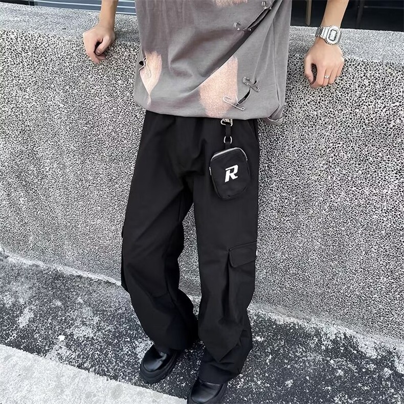 工装裤男夏季美式街头小众设计感阔腿伞兵裤帅休闲裤子K5413-P46,男装工装外套,星座412-2