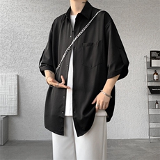 M-8XL领带衬衫短袖特大码垂坠感夏季冰丝外套DK制服衬衣DC5005P45，男装衬衫，电商B238