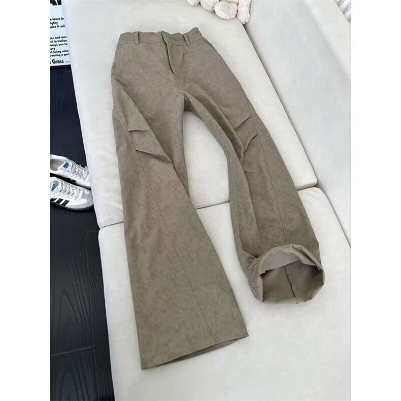 美式斜切休闲裤男高街美拉德咖啡色宽松阔腿牛仔裤513ACK2446P46,男装牛仔裤,星座513A