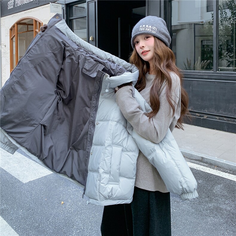 设计感连帽羽绒服女2026冬季新款小个子时尚加厚泡芙白鸭绒面包服,女装羽绒服,2C218