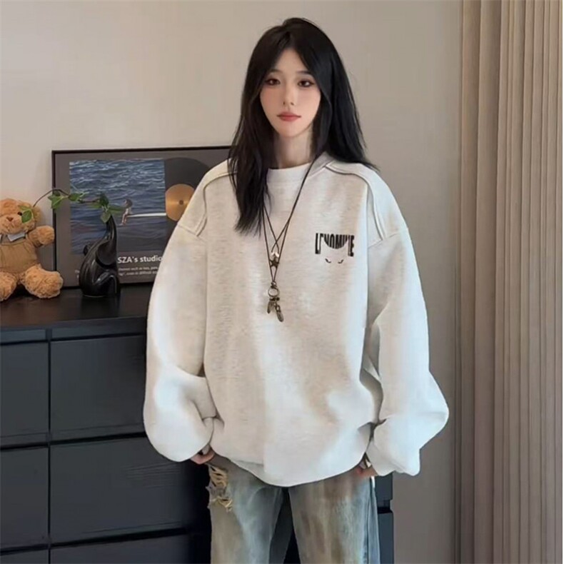 美式高街连帽卫衣男女款重磅硬挺潮牌恶魔眼oversize穿搭情侣外套,男装卫衣,电商A063