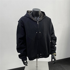 美式高阶秋冬连帽拼接夹克痞帅百搭情侣外套J56017TP95，男装夹克，电商A247