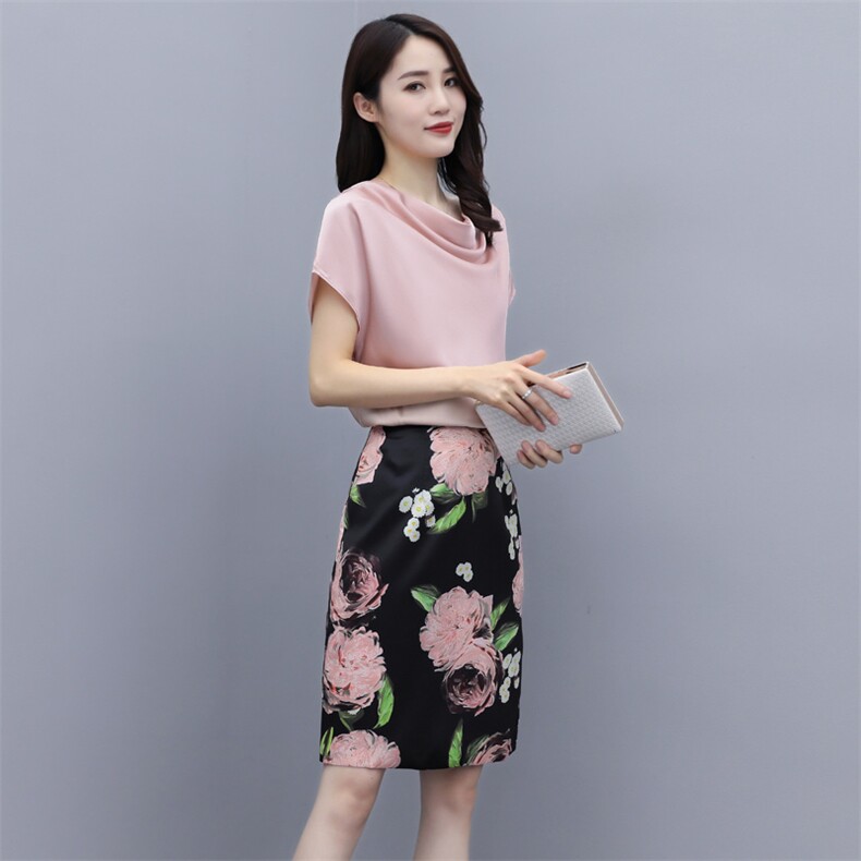2021夏季牡丹花色一步裙中腰印花收腰韩版百搭简约,女装半身裙,瑶迪依秀