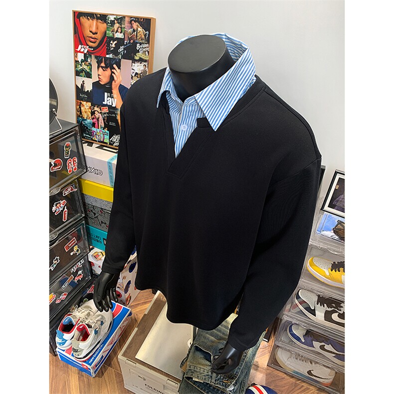 特P48无差价新款时尚百搭假两件潮流POLO衫-POLO05假模鞋盒景,男装Polo衫,电商A003