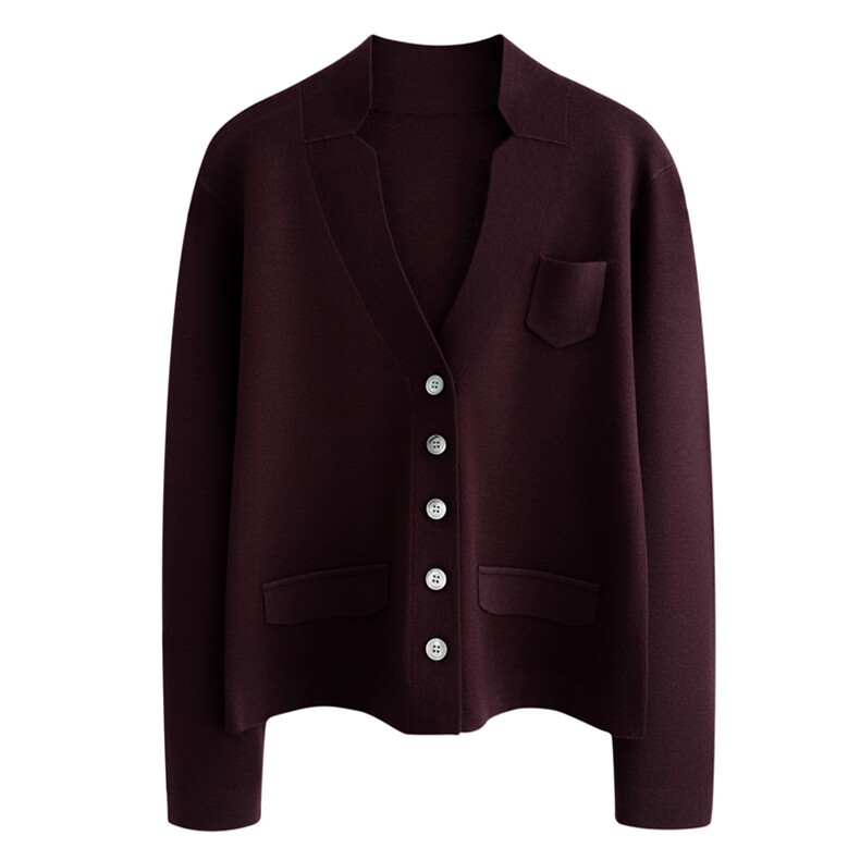 2025新款女士西服领精纺羊毛开衫简约大气，女装羊毛衫，东远绒业