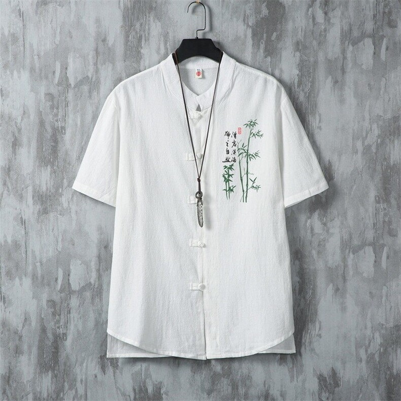 男士衬衫短袖衬衣半袖印花立领唐装风XZ1512-2408-P30,男装衬衫,星座1512