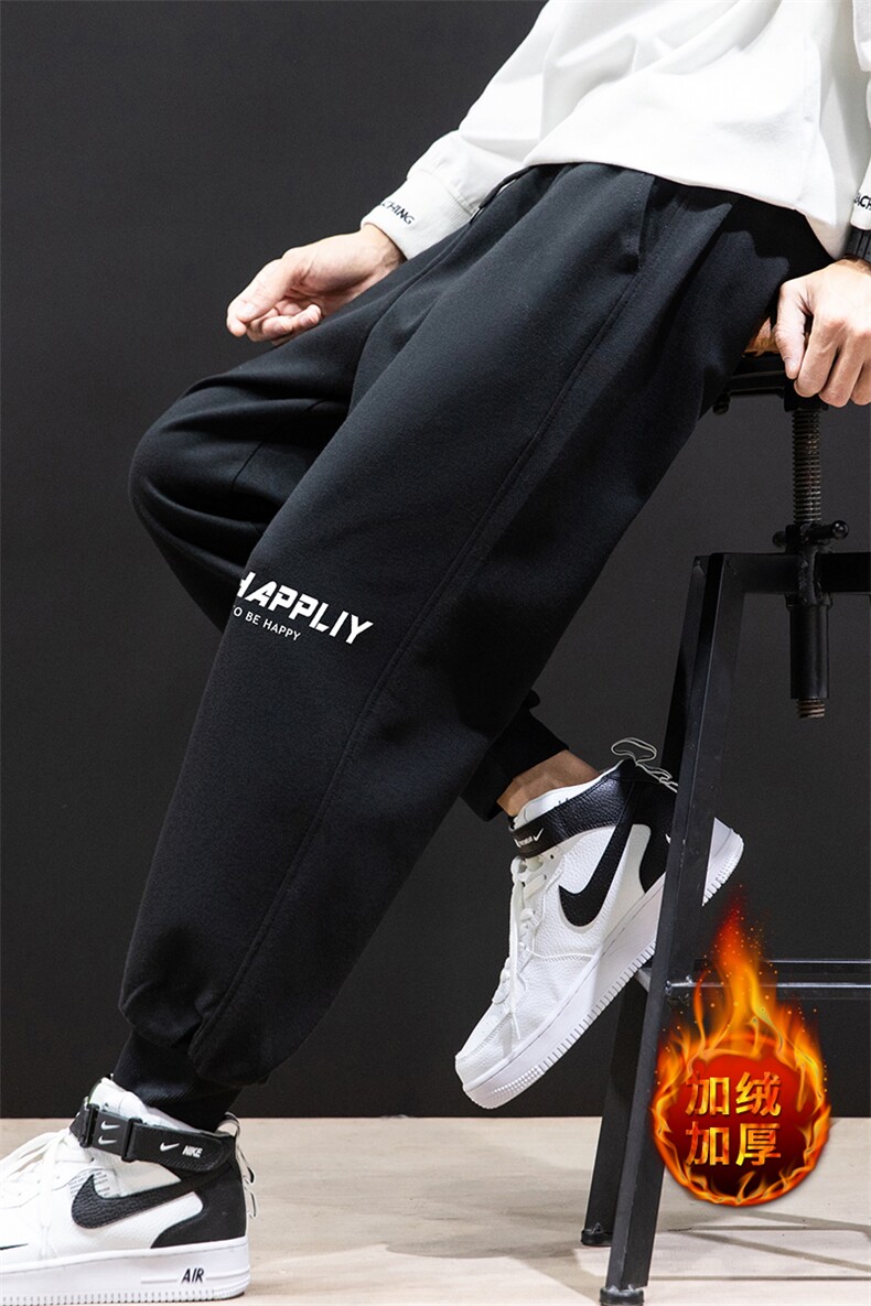 K12117-P40加绒P50束脚纯棉运动裤男士休闲裤大码宽松卫裤男,男装休闲裤,电商A040A