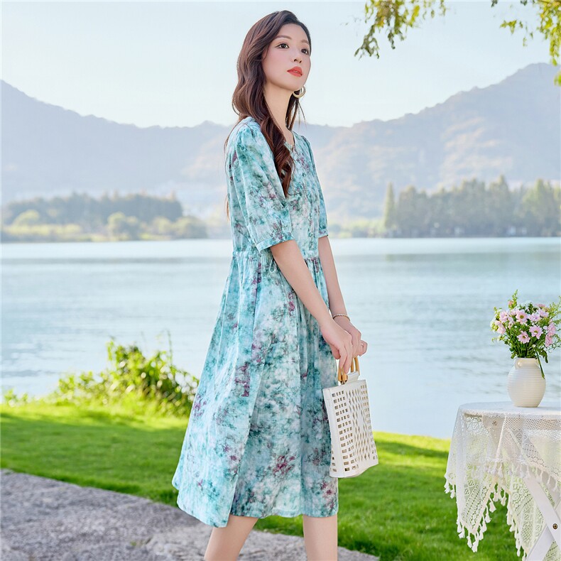 6310时尚印花连衣裙,女装连衣裙,倪叶myz