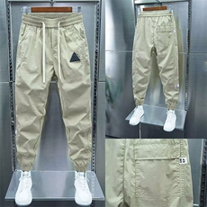 2025春秋新款纯色休闲裤拼接弹力束脚牛仔裤潮男韩版修身小脚长裤，男装休闲裤，电商B212（原钱塘6029）