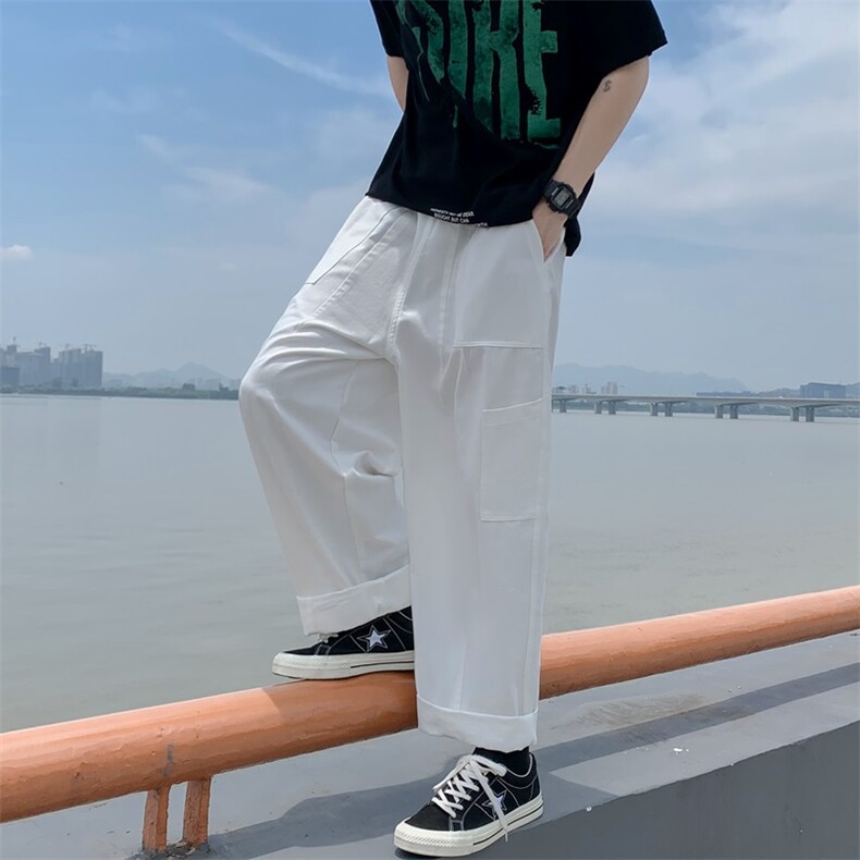 潮牌工装裤男宽松直筒休闲日系原宿风大口袋阔腿长裤K0746-P38,男装休闲裤,星座308B-1