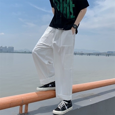 潮牌工装裤男宽松直筒休闲日系原宿风大口袋阔腿长裤K0746-P38，男装休闲裤，星座308B-1