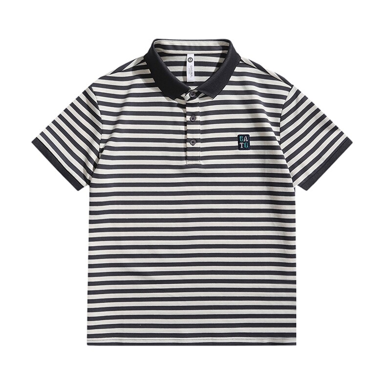 经典款高级感轻奢夏季短袖T恤翻领条纹大码Polo衫半袖T0253-P55，男装T恤，电商D342-2
