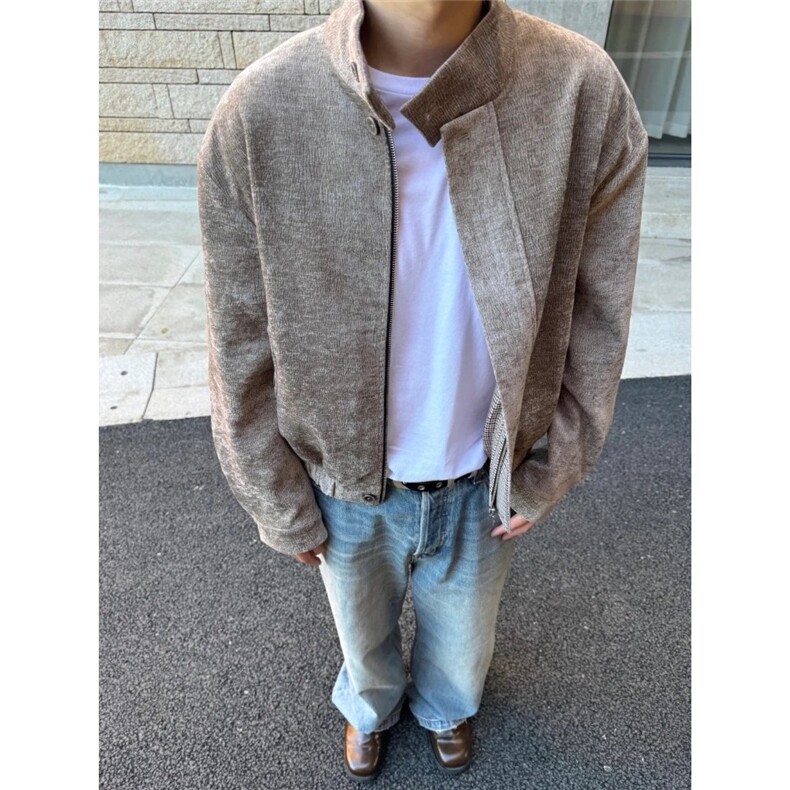 美式铜氨触感树纹肌理千鸟格内里哈灵顿夹克外套男HH6025P100,男装夹克,星座1013-5