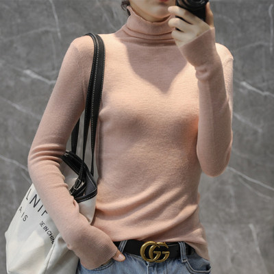 薄款针织羊绒打底衫女2023秋冬新款长袖高领毛衣堆堆领修身洋气,针织衫/毛衣,恒旺羊绒