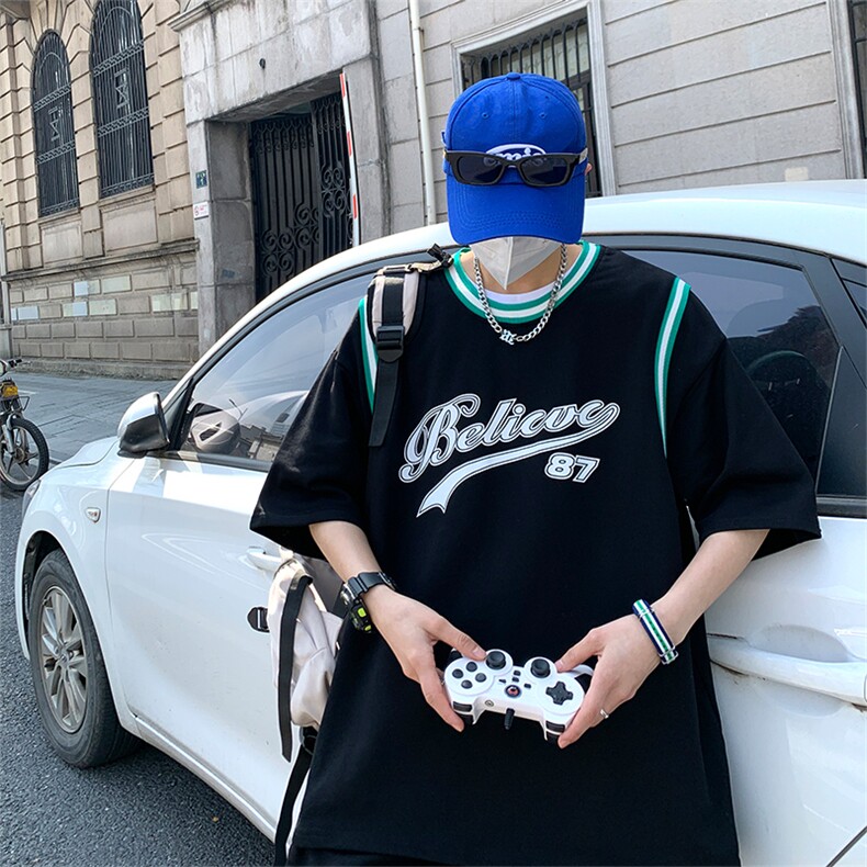 夏季短袖T恤套装青少年纯棉篮球服男潮流两件套男装F311P58,男装休闲套装,电商A086
