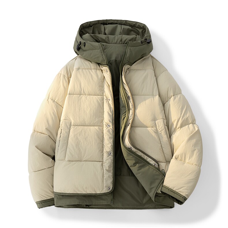 日系复古假两件连帽棉衣男冬季宽松情侣冬季棉服M0829-P103,男装棉衣,星座308B-2