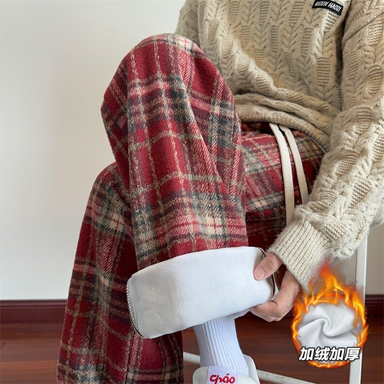 薄款改加绒潮牌毛呢加绒加厚大码休闲裤男K1987J加绒-特P30控58，男装卫衣，电商A001