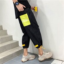 2021春夏季M84破洞九分裤韩版割烂牛仔裤基础男女裤港风Q，男装牛仔裤，星座1008