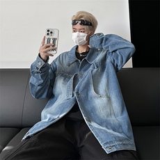 F110-P67韩版设计感水洗牛仔外套男秋季复古潮牌宽松休闲夹克，男装夹克，星座512-6