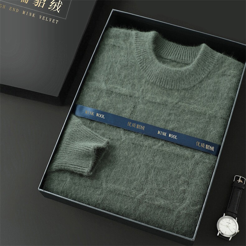 秋冬新款高品质男士圆领貂绒衫舒适保暖时尚百搭,男装针织衫/毛衣,冬贝尔貂绒