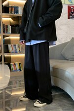 K3009/P45夏季新款港风休闲长裤男大码垂感直筒西装裤男士阔腿裤，男装西裤，电商A141