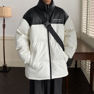 港风潮牌新款亮皮防水立领棉服潮流保暖棉衣M083S-P100控139图片