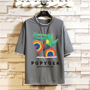 xz116-T111-P30控48短袖男潮牌情侣夏装克莱因蓝大码体恤潮T恤图片