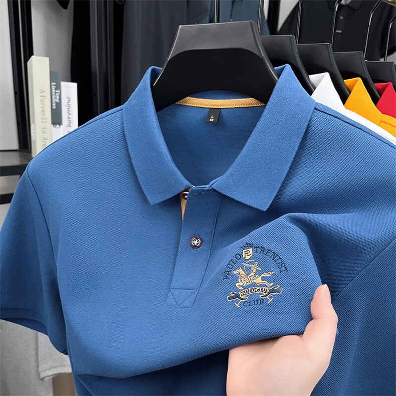 翻领polo衫男士夏季新款高端轻奢刺绣有领短袖体恤衫图片