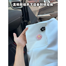 花朵刺绣工装短裤男生夏季少年感运动中裤美式高街直筒宽松七分裤，男装休闲裤，电商A102B