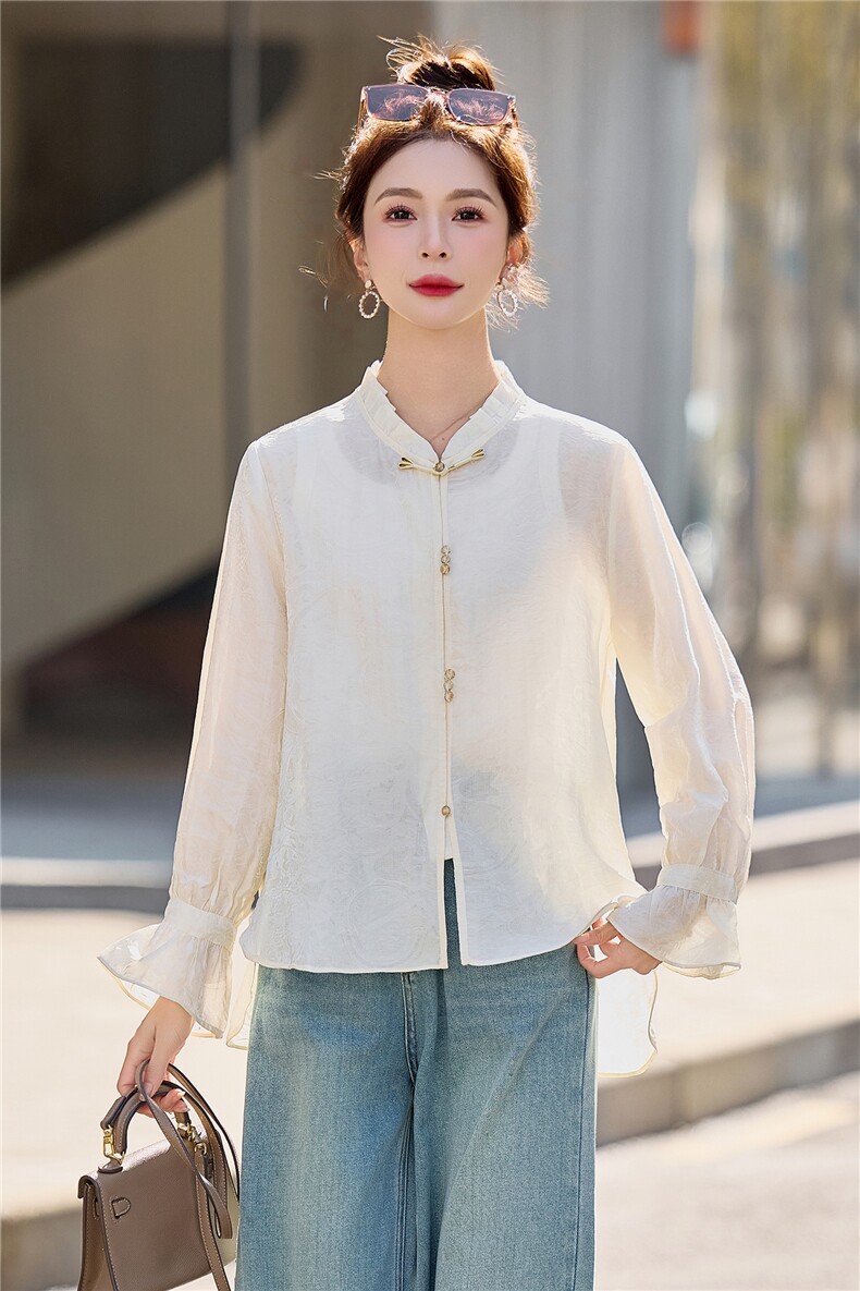 【春季女装新款】大量现货时尚立领新中式衬衫,女装衬衫,魅衣本色