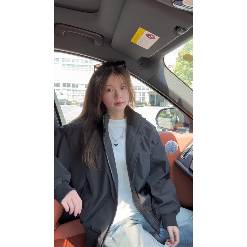 现货26春装美拉德立领飞行夹克纯色复古廓形高街棒球服外套,男装夹克,电商A486-1