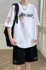 主推-青少年纯棉休闲字母创意运动套装男TZ555控88（S到5XL），男装T恤，星座210-1