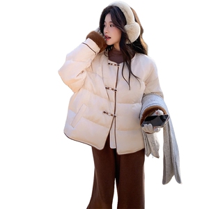 设计感小众新中式国风羽绒服女冬2024新款超好看短款白鸭绒厚外套图片